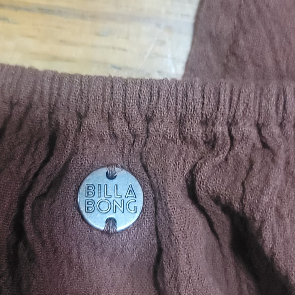 Billabong Brown Long Sleeve Puff Sleeve Smocked Neck Mini Dress M - Picture 5 of 5